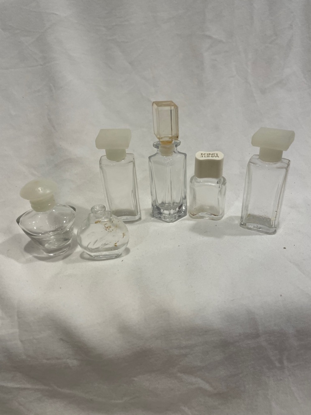 Vintage Glass Mini Perfume Bottle Set - Clear and White